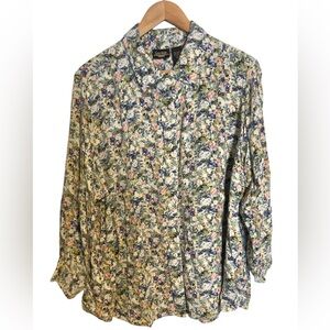 Sara Studio Floral Button Up Collared Shirt Women’s Plus 2X  Viscose